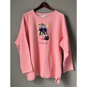 The Quacker Factory Halloween Sweatshirt 3X Orange Witch Embroidered Novelty